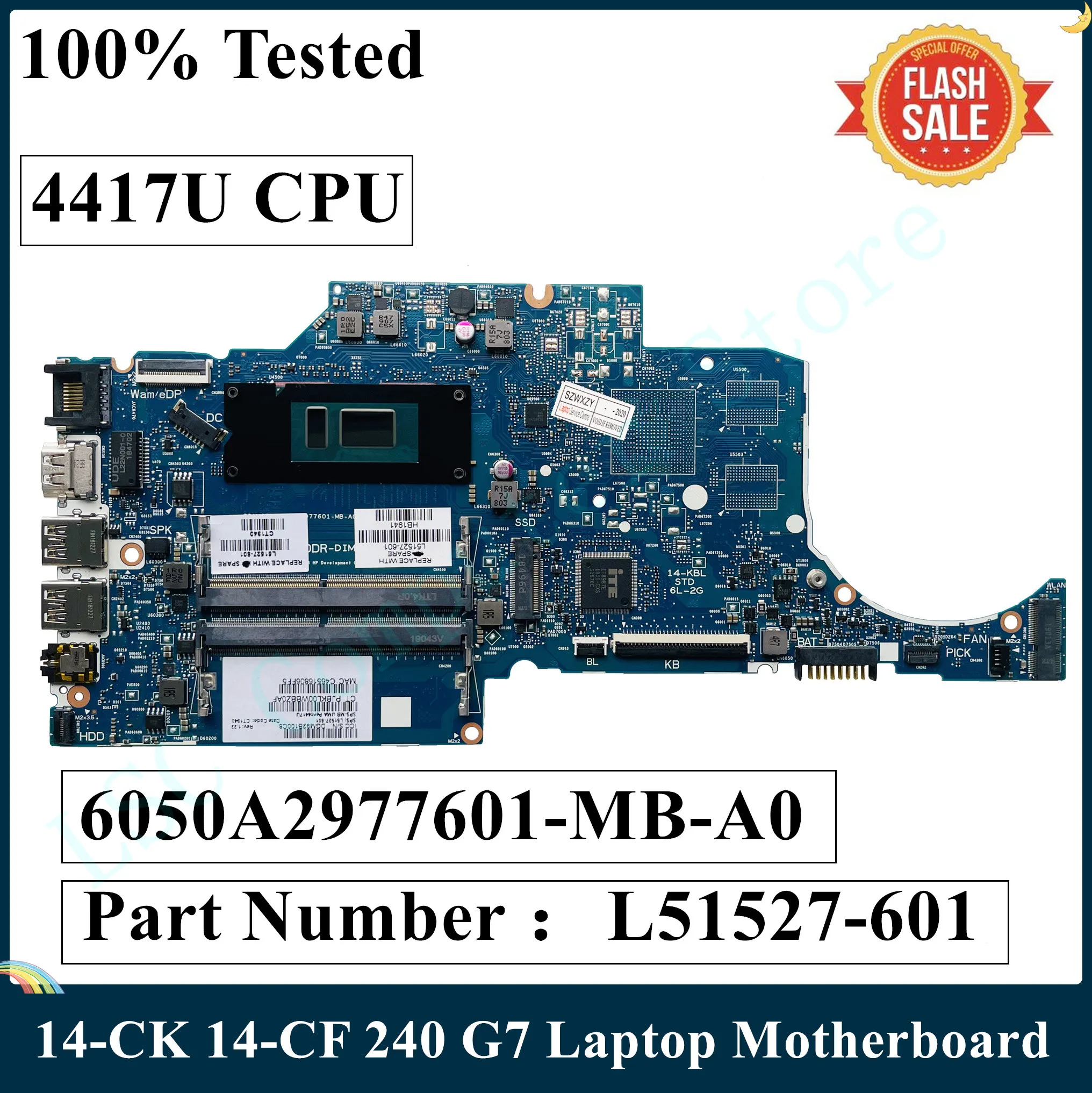 СОП для HP 14-CK 14-CF 240 G7 Материнская плата ноутбука L51527-001 L51527-601 Pentium 4417U Процессор