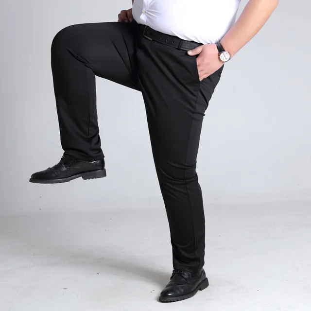 Большие размеры 7XL 8XL 9XL костюм брюки Мужской простой костюм брюки осень синий 10XL брюки для официального костюма эластичные прямые брюки 54 - Цвет: Черный