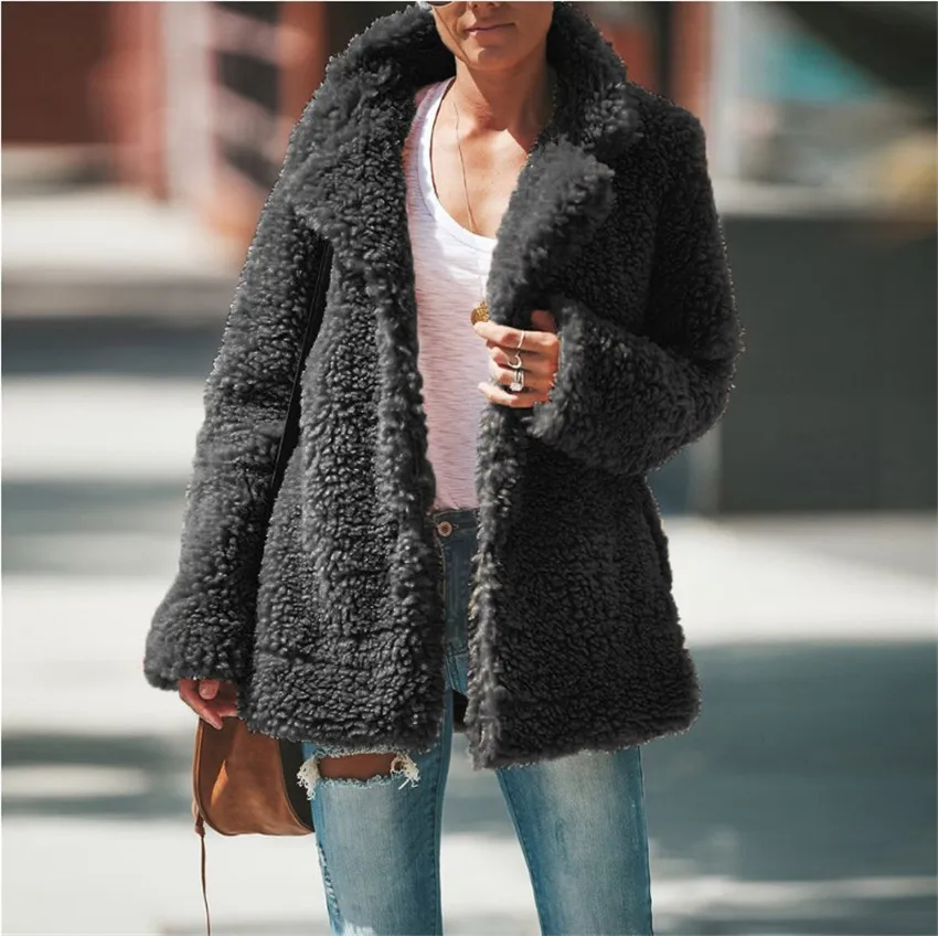 buy  New Women Coat Autumn Winter Faux Fur Jacket Coat Women Large Size Plush Overcoat 2019 New Office L