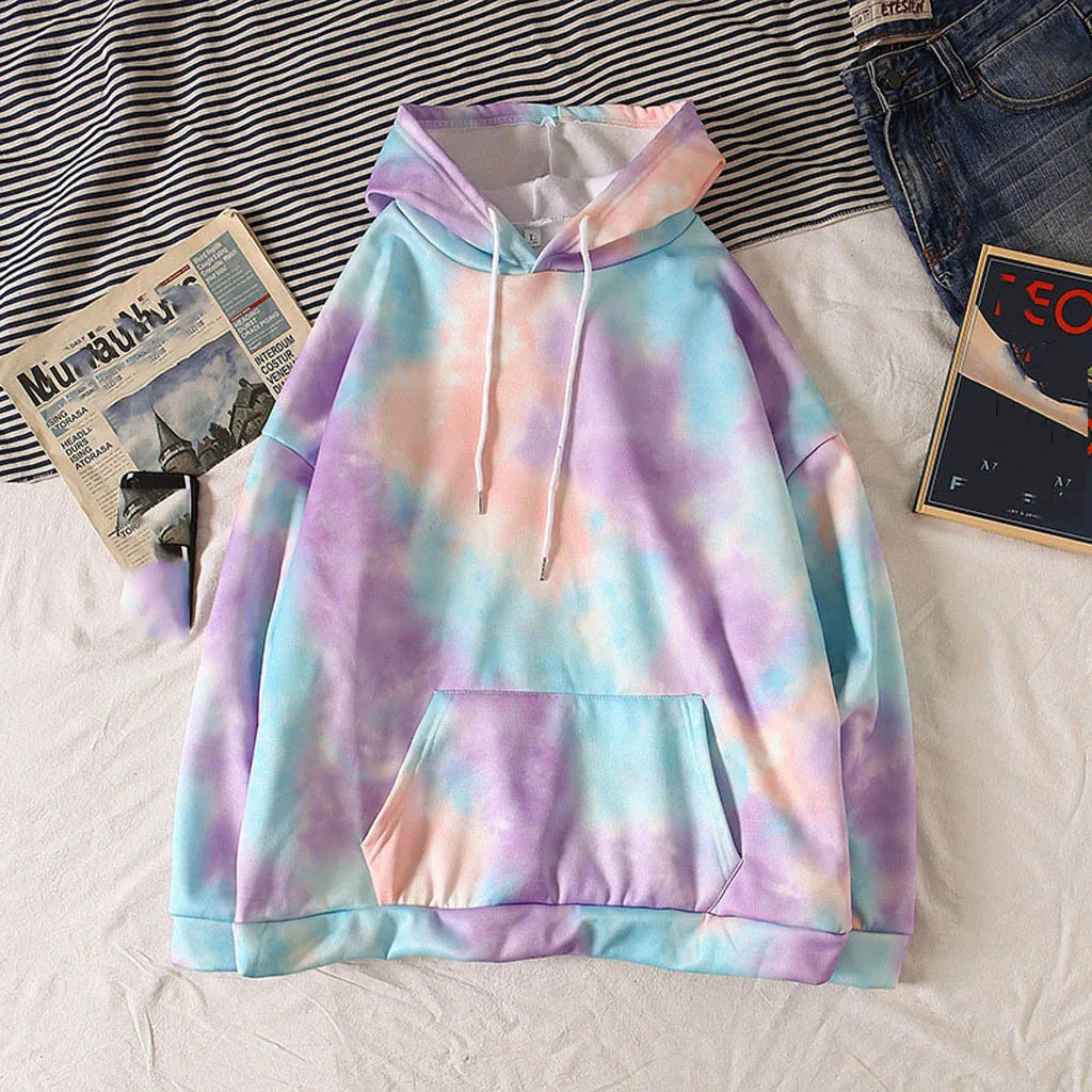 

Fashion Women's Casual Long Sleeve Tie-dye Print Gradient Ladies Sweatshirts Autumn Elegant Tops Personalized Warm Hoodies