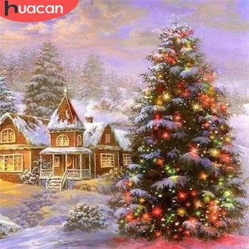 

HUACAN 5D DIY Diamond Painting Christmas Full Square Drill Scenery Picture Of Rhinestones Diamond Embroidery Handmade Gift