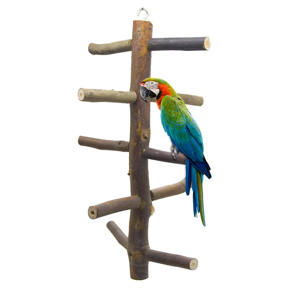 Branched Cage Bird Perch Parrot Pet Non Toxic Multipurpose Rotating Swing Wooden Stairs Climbing Home Standing Play Toy