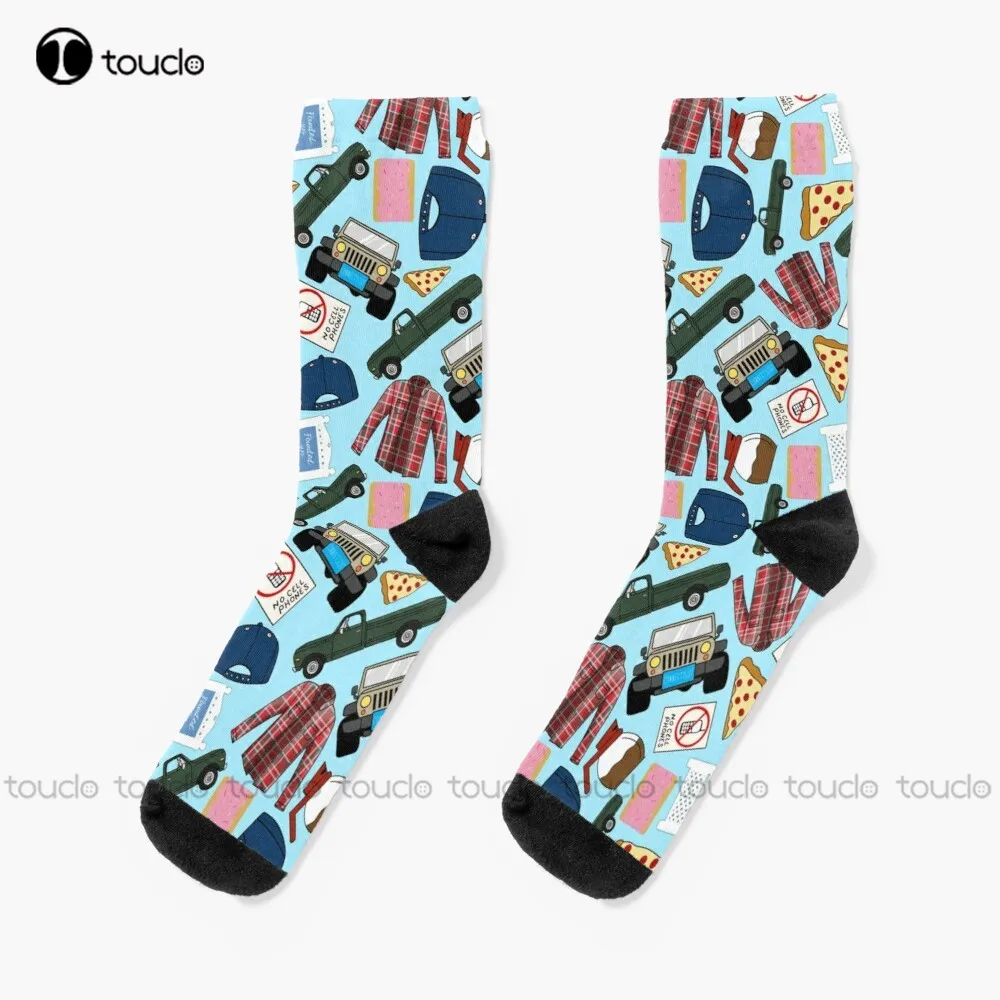

Luke Lorelai Fan Pattern Icons All Over Print Blue Pack Socks Black Mens Socks Christmas New Year Thanksgiving Day Gift Custom