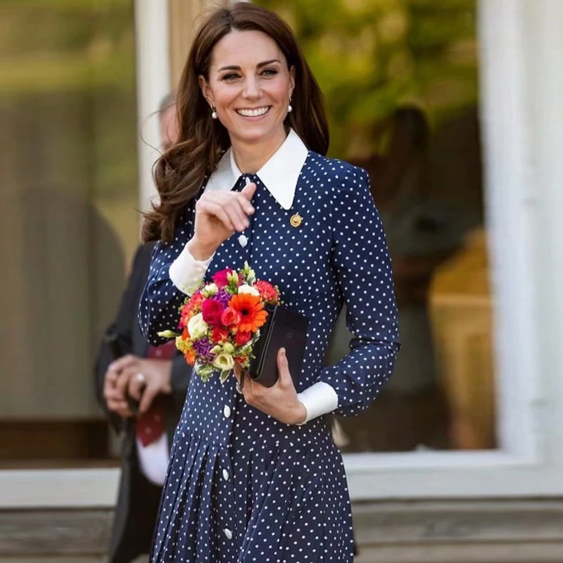 Женское дизайнерское винтажное платье принцессы Kate Middleton вечерние однобортные