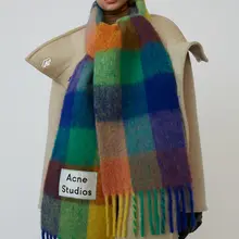 Ac family кашемировая шаль для осени и зимы, зимний модный цветной клетчатый шарф согревает шею студентов и толстые шали