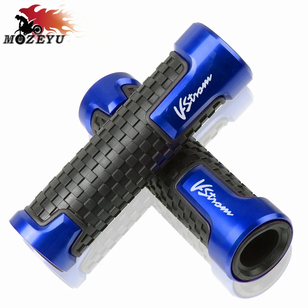 Рукоятка мотоцикла CNC 7/8 ''Руль Ручки комплект ручки для SUZUKI V-STROM 250 650 1000 DL1000 1000ABS DL650 - Цвет: Синий