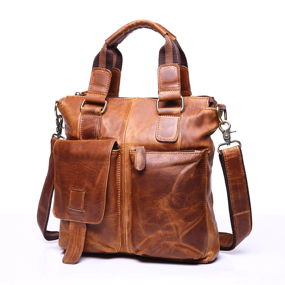 Leather Laptop Shoulder And HandBags For Men Full Grain Large Messenger Bag Best Briefcase Load 14Inch |