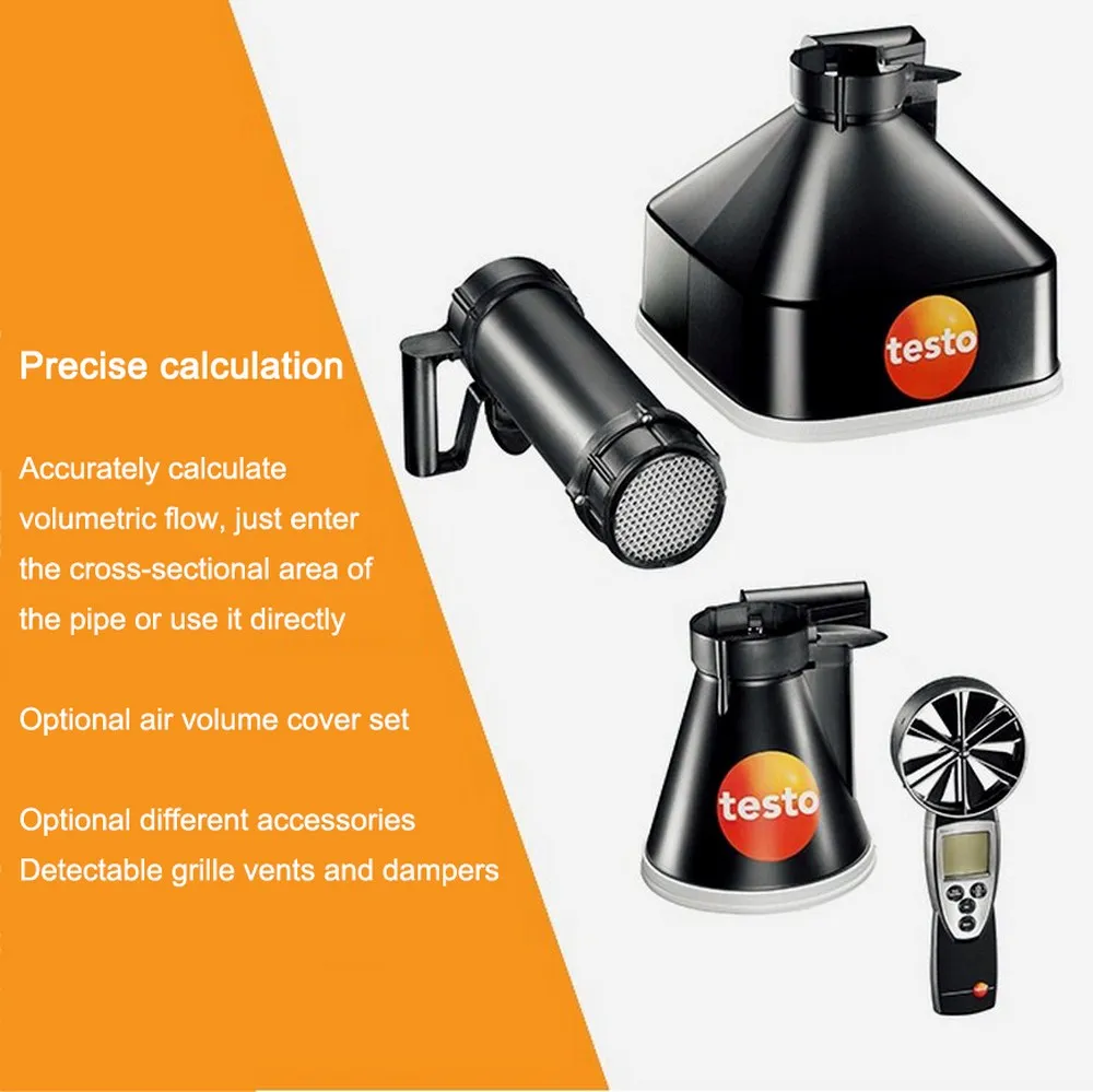 

testo Wind Speed Meter Digital Anemometer Tester 417 Vane Anemometer with Impeller Probe Air Volume Cover Digital Backlight Hot
