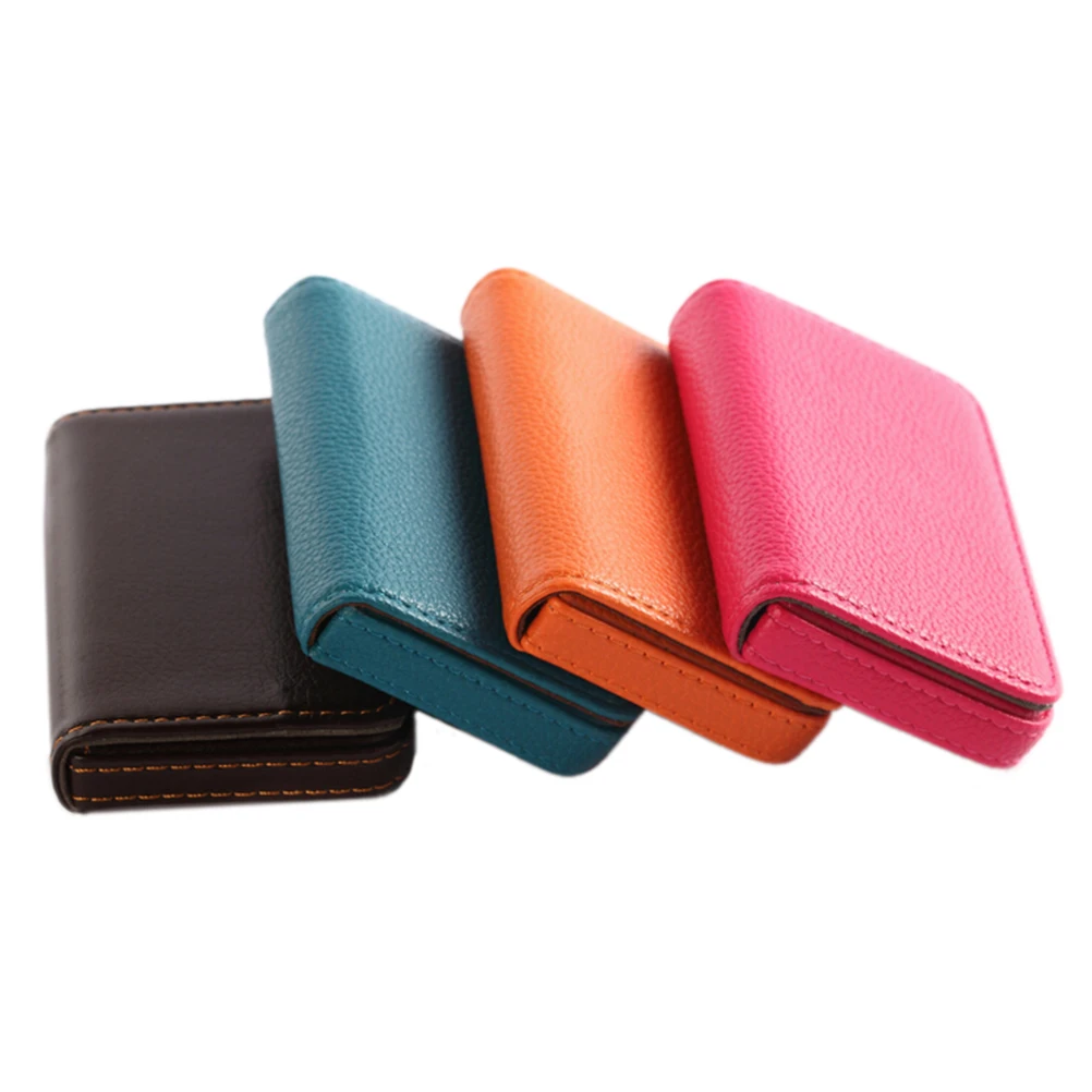 1Pcs Pocket PU Leather Business ID Credit Card Holder Case Wallet Office School Supplies Creative New Year Gift 96*65*15mm