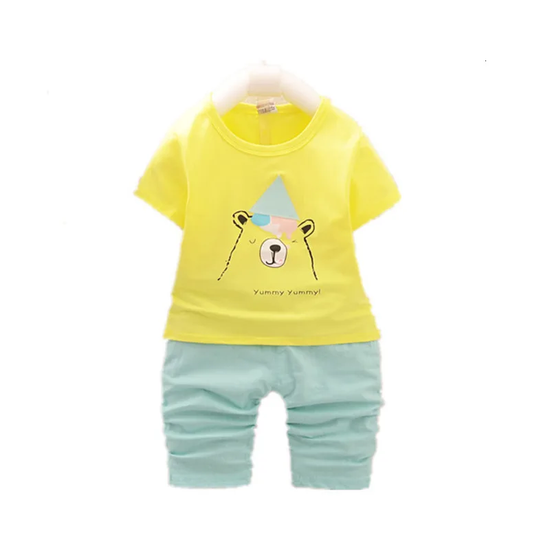 

Baby Boy Girl Summer Cotton Clothes Children Cartoon Print O-Neck T Shirt Shorts 2Pcs/sets Infant Kid Fashion Toddler Tracksuits