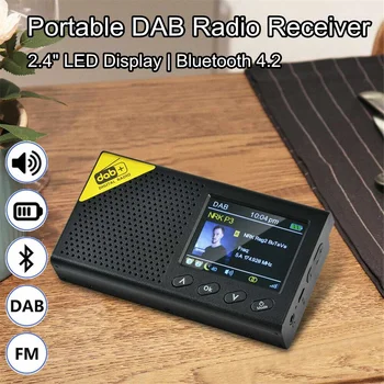 

DAB Radio FM Radio Stereo Receiver USB 3.5mm Port Bluetooth LED Display Mini Portable Radio FM DAB Receiver Digital Music Player