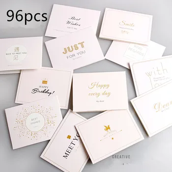 

96pcs Wholesale Greeting Cards Wedding Valentine's Day Flower Message Blessing Card Birthday Christmas Decor Thank You Cards