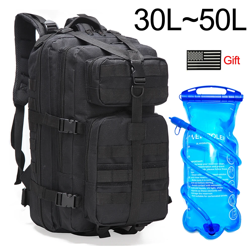 30L/40L/50L Large Capacity Men Army Military Tactical Backpack 3P EDC Molle Waterproof Bug Rucksack Hiking Camping Hunting Bags | Спорт и