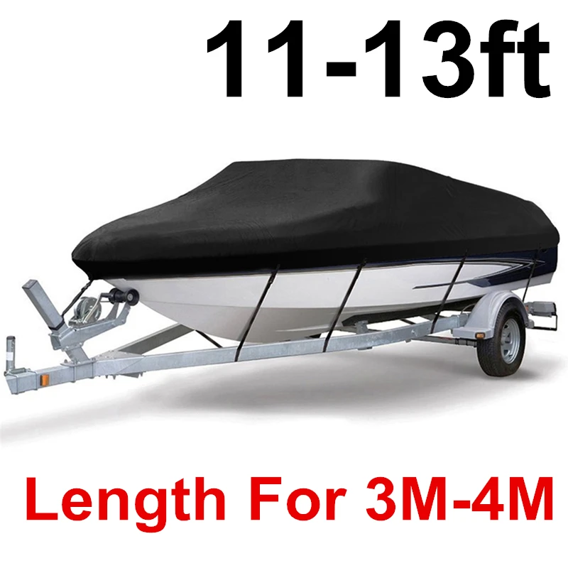 BLACK11-13ft 14-22ft Trailerable 210D чехол для лодки водонепроницаемый серый рыбий лыжный v-корпус Солнцезащитный УФ-протектор для катера швартовка для лодки D45 - Цвет: BLACK11-13ft