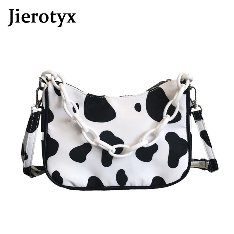 

JIEROTYX Luxury Casual Crossbody Bag For Women New Designer Fashion Leather Cow Pattern Print Bag Female Shoulder Bag 2020