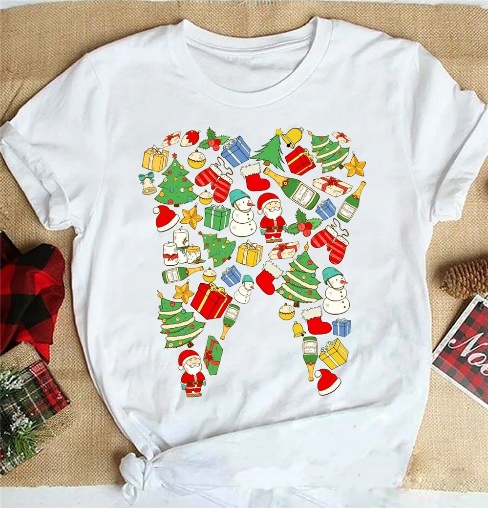 Funny Christmas Tooth Dental Hygiene Dentist Gift T Shirt Men Women Tee