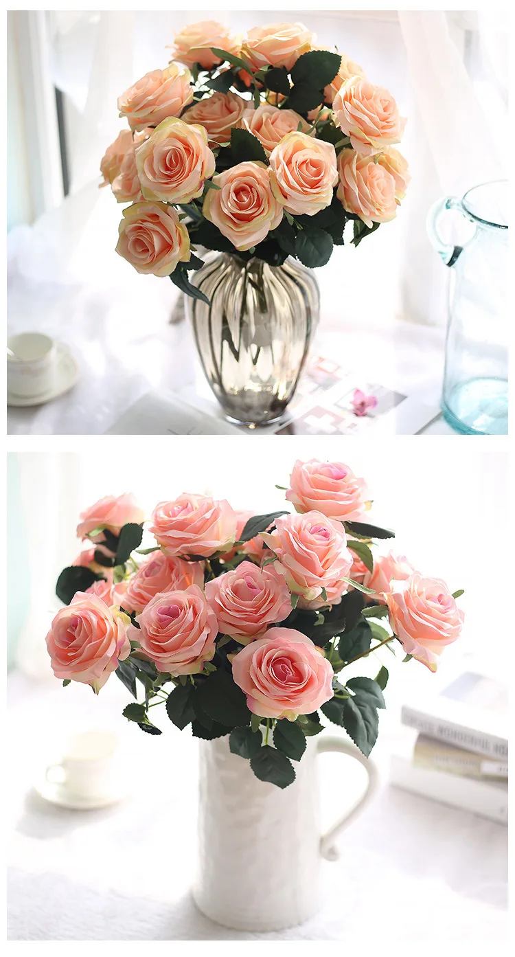 Европейский искусственный букет цветов 10 шт. французская роза украшение с изображением букета гостиной декоративный стол цветочный шелк цветок имитация