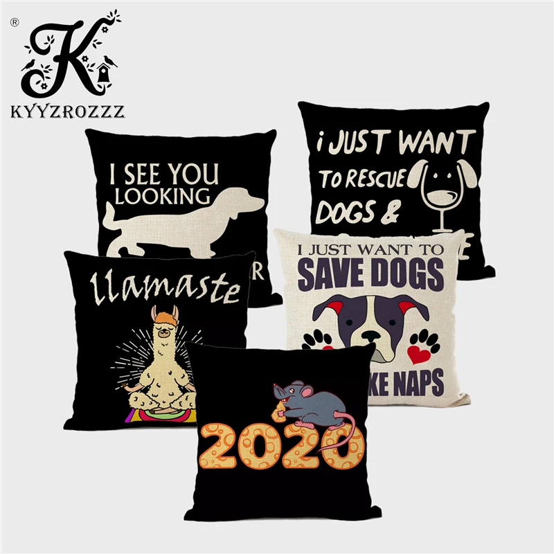 2020 Fashion Dog Printed Cushion Dachshund Alpaca Mouse Decoration Sofa Coffee Cart Chair Throw Pillow Case Almofada Cojines | Дом и сад