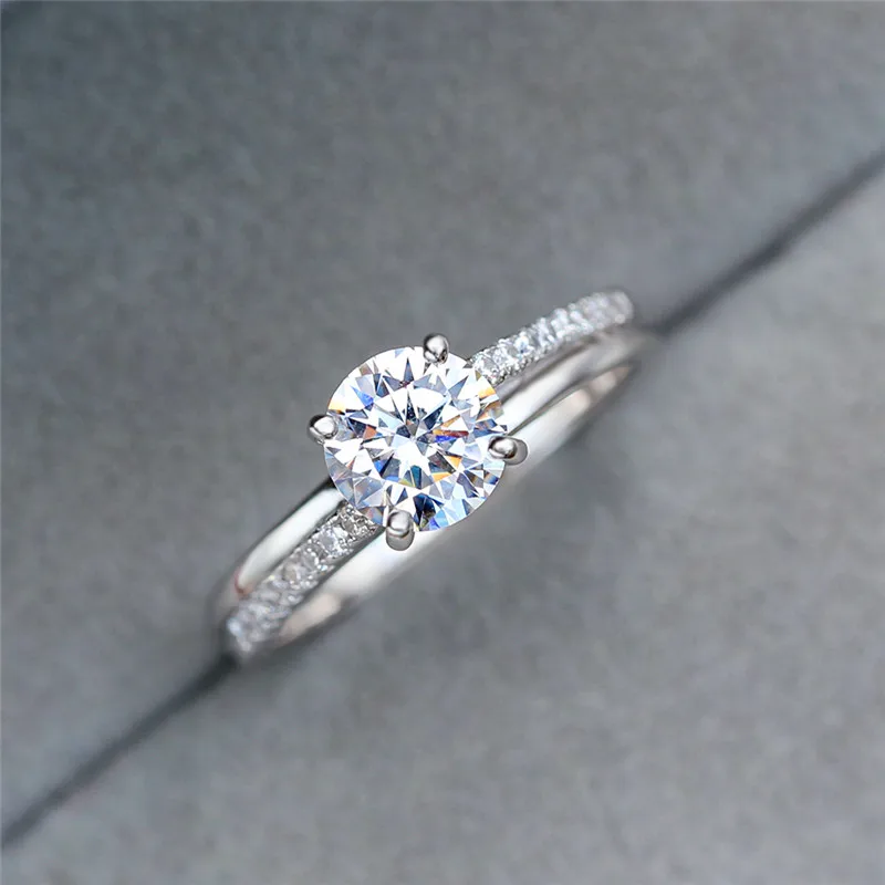 Модные дамские 3CT лабораторный алмаз обручальное кольцо минималистическое обещание на помолвку кольцо модное Настоящее серебро 925 пробы вечерние кольца на палец