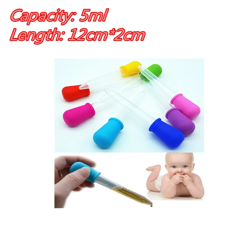 1pcs Transparent  Silicone Baby Medicine Feeder Dropper Graduated Pipette Liquid Food Dropper School Lab Supplies Random Color