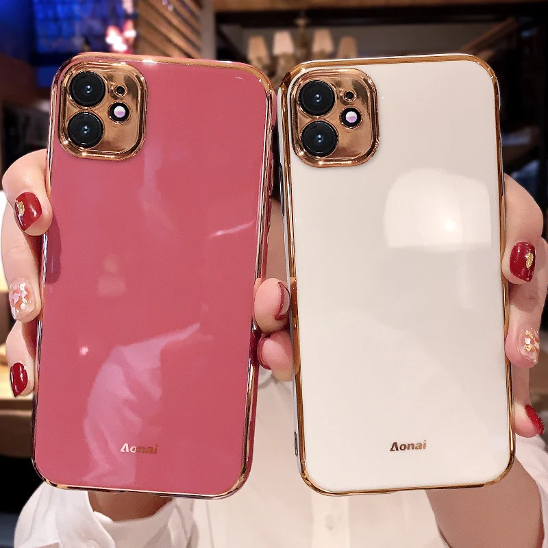 

For IPhone 12 Pro Luxury Gold Plated Electroplated Camera Lens Protection Case For IPhone 11 Pro Max 7 8 Plus XS Silicone Case
