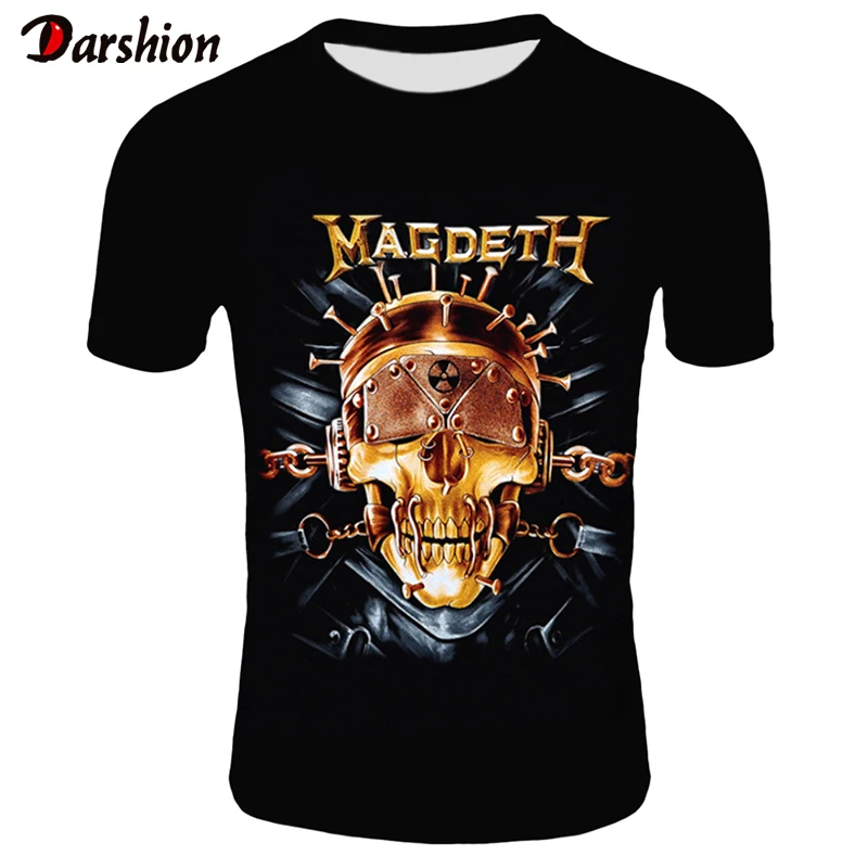 

Retro Men 3D Skull T Shirt Punk Black T-Shirt Casual Men's Tshirt Megadeth Skull Print Heavy Metal Hip Hop Rock Summer Style Tee