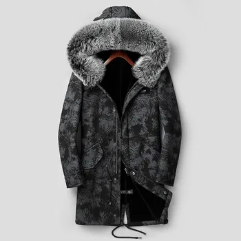

Genuine Leather Jacket Winter Jacket Men Wool Liner Sheepskin Coat Fox Fur Collar Long Coat JLK18SJF1895-1 MY1255
