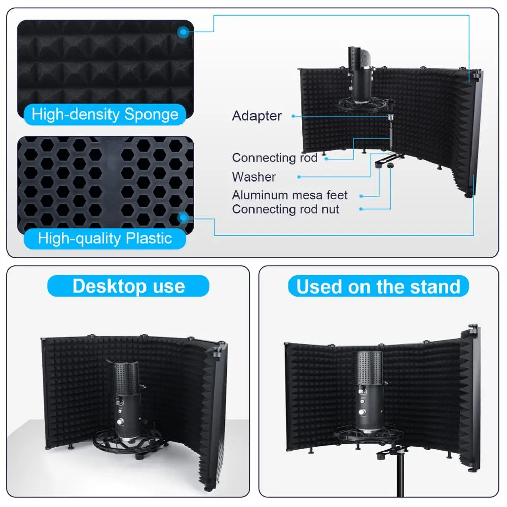 Microphone Isolation Shield 5-Panel Wind Screen