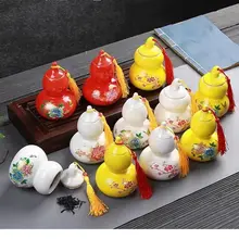 Cucurbit Tea Caddy Ceramic Tea Box Gift Tea Leaf Packing Box Coffee Bean Sealed Canister Pills Face Powder Storage Jar