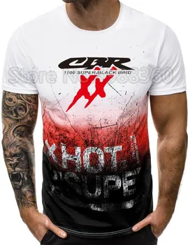 

2019 Brand Summer Men fashion t shirt TOP HONDA CBR 1100 SUPER BLACKBIRD XX T S motorcycles splash-ink Printed Men's Riding Tee