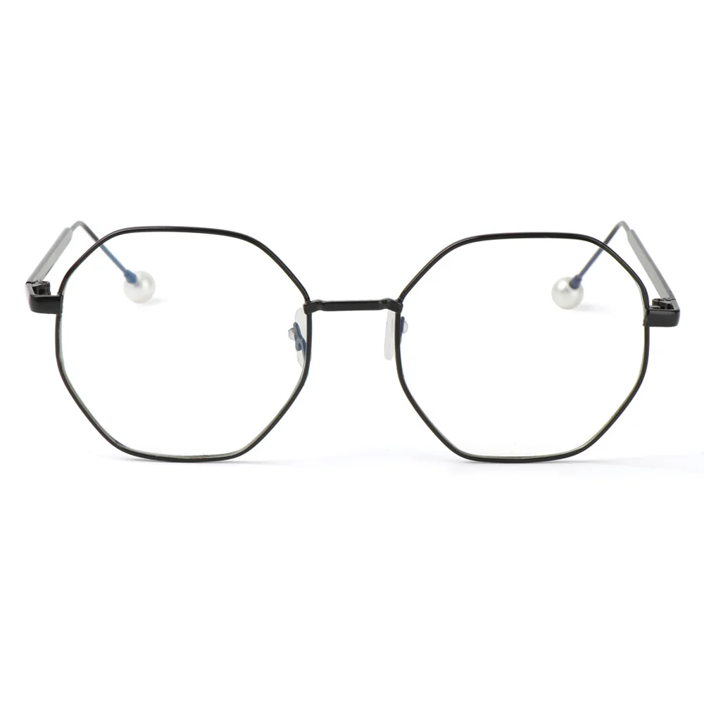 blue light reading glasses Irregular Anti-Blue Light Glasses Unisex Retro Vintage Ultra Light Polygon Pearl Metal Frame Vison Care Computer Gaming Glasses anti blue light glasses