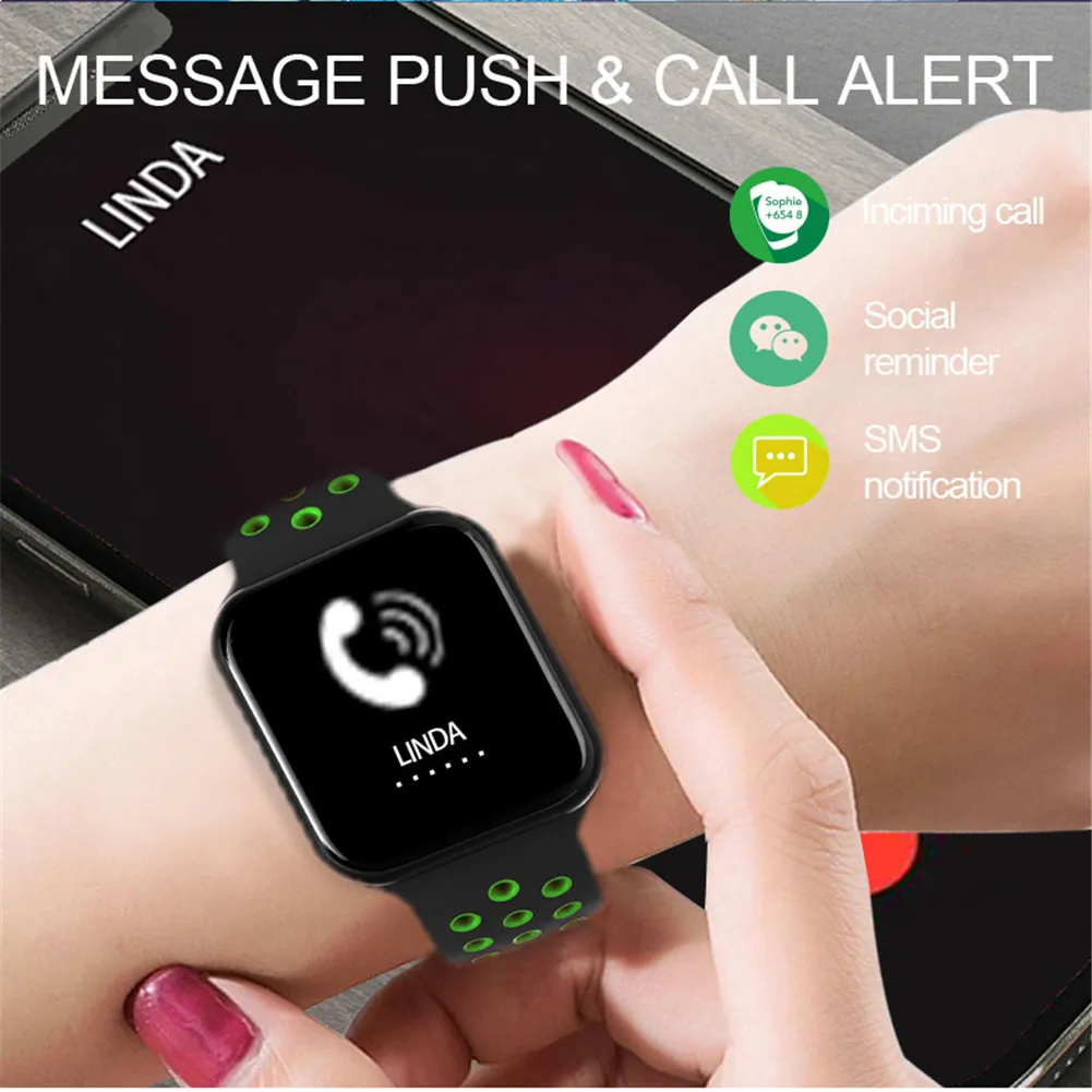 F8 Full Touch Screen F9 Smart Bracelet Heart Rate Blood Pressure Monitoring Information Reminder