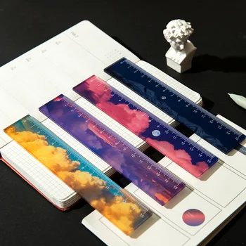 

1PC Rainbow night sky Acrylic Straight Ruler Sewing Design Ruler Stationery Templates Rulers School Office Supply