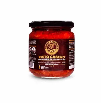 

Pisto Casero TIERRA PALACIEGA Tarro 340 g con Tomate de Los Palacios y Aceite de Oliva Virgen Extra Producto Vegano Sin Gluten y