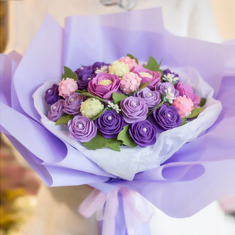 Non-Woven Holding Flowers Diy Handmade Flower Bouquet Crafts Kits For Gift Wedding Decoration Mariage Flores Artificiales