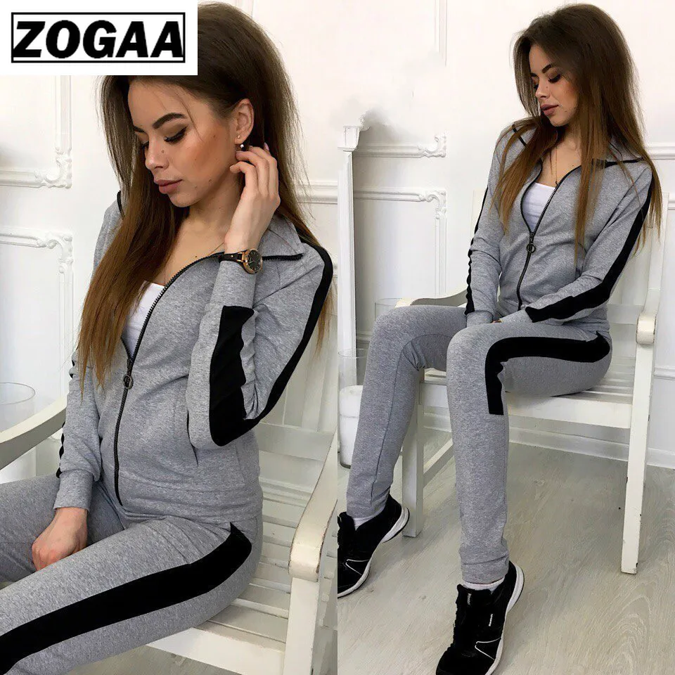 Женский спортивный костюм ZOGAA комплект из двух предметов топ и штаны Модный