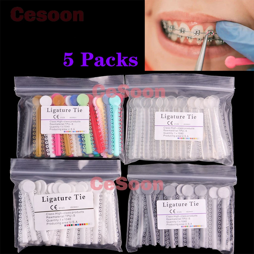 5Packs Dental Oral Orthodontic Ligature Ties Rubber Band Elastic Teeth