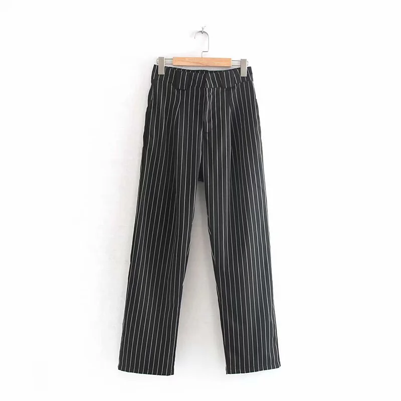 trousers Осенний женский полосатый костюм пуговица с жемчугом Костюм Куртка Блейзер модный Асимметричный костюм брюки комплект из двух предметов - Цвет: trousers