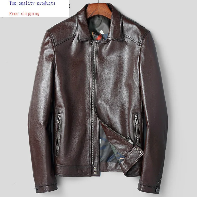

Men's Leather Jacket Goatskin Genuine Leather Coats Men 2020 Short Korean Spring Autumn Leather Jackets 81B705 KJ2417