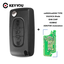 KEYYOU – clé télécommande à 3 boutons pour citroën C2 C3 C4 C5 C6 C8, 433Mhz, ID46, lame VA2/HCA CE0523/Ce0536 ASK/FSK, nouveau
