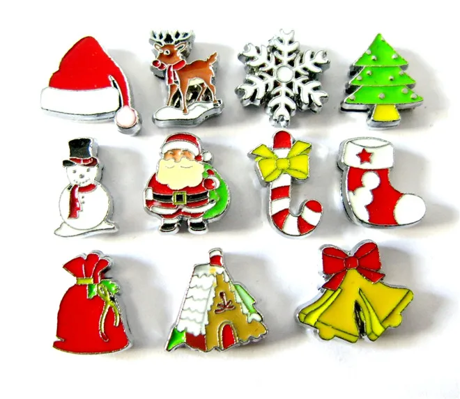 

8mm Slide Charms Santa Christmas tree Elk Christmas Gift Sock Snowman Snowflake Fit Belt Keychain Bracelet Wristbands