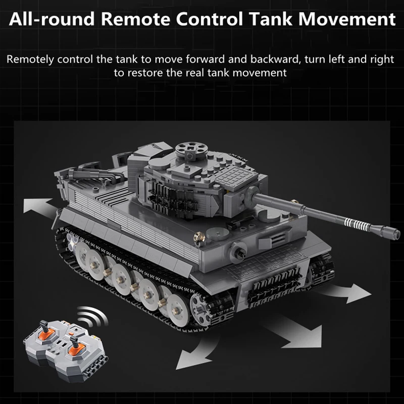 Simulation Building Block Assembly Remote Control Battle Tank All-round Driving 360° Rotate Turret Lifting Barrel Puzzle RC Tank 3