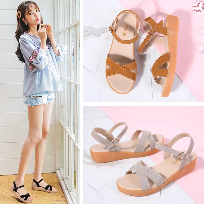 

New Style Casual Versatile WOMEN'S Sandals 2019 Summer Flat Students Fashion Sandals Outdoor Sandals