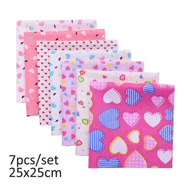 20cmx25cm and 25cmx25cm Cotton Fabric Printed Cloth Sewing Quilting Fabrics for Patchwork Needlework DIY Handmade Material 7pcs 25x25cm