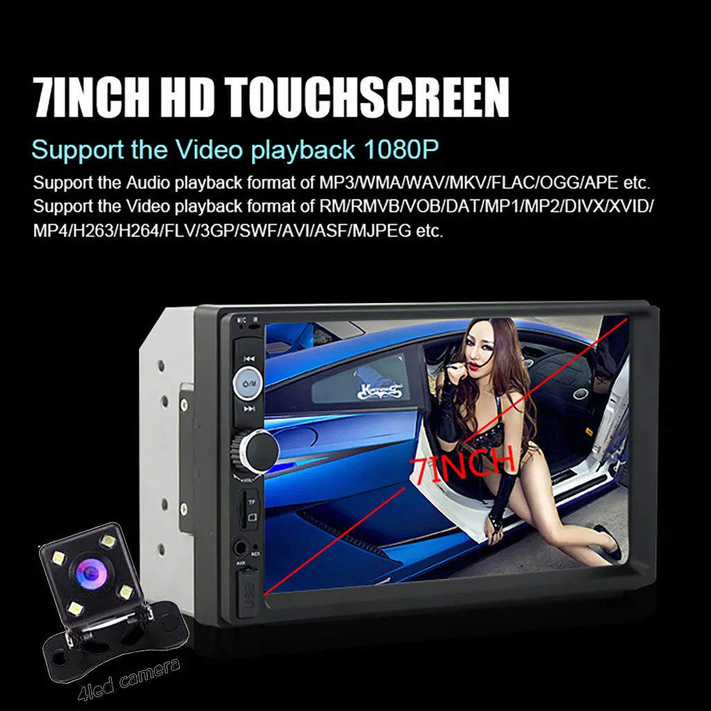 

2019 Free Shipping Universa 7inch 2 Din Car Multimedia Radio MP5 Player BT HD Audio Head Unit+4LED Dropshipping High Quality