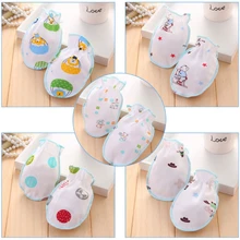 Детские перчатки с защитой от царапин для лица и рук с героями мультфильмов, мягкие варежки для новорожденных D08C