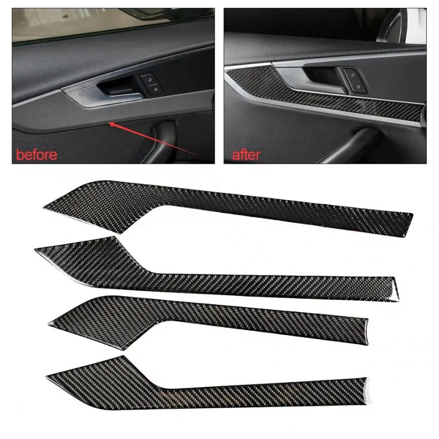 

4pcs Carbon Fiber Interior Door Panel Decorative Cover Trim Fits for Audi A4 B9 2017 2018 2019 car accessories