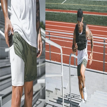 

Summer new men's two-in-one shorts double jogging shorts gym training quick-drying men's shorts