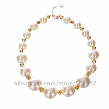 

50pcs/lot Gifts Alloy Metal Temperament Choker Necklace Imitation Big Pearls Beads Necklace Lady Fashion Neckless For Woman