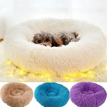 

Kennel Pet Mat 50/60/70/80cm Round Plush PV Velvet Kennel Cat dog Sleep nest Soft bed
